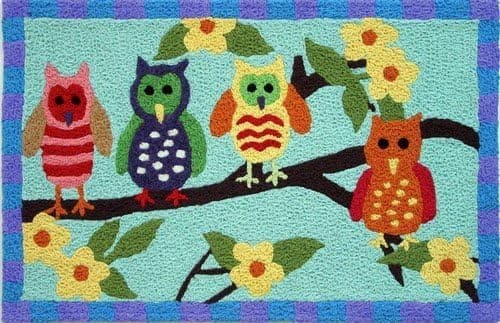 Jellybean Hoot Owls Accent Area Rug