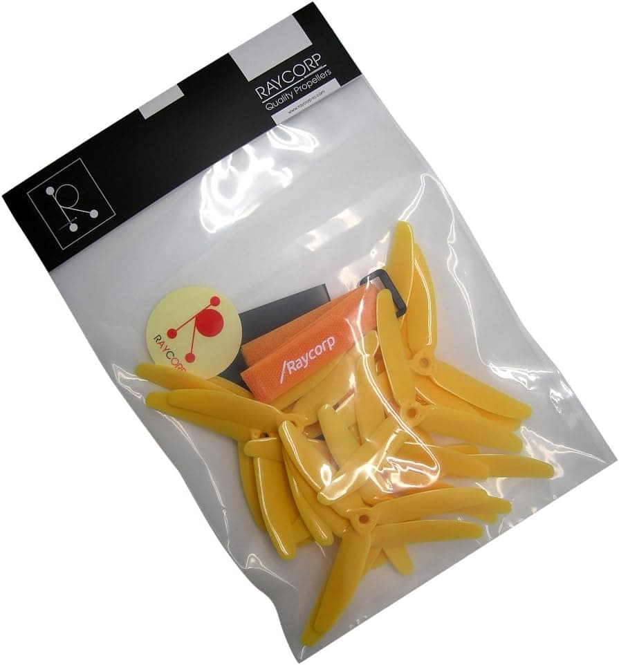 RAYCorp 5040 3-Blades (5x4x3) Propellers. 16 Pieces(8CW, 8CCW) Yellow - Polycarbonate 5-inch Tri Blades Quadcopters & Mutlirotors Props + Battery Strap