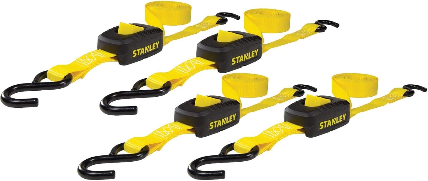 Stanley S2002 Enclosed Cambuckle Tie Down Straps - 4 Pack (10 ft. x 1 in.) 1,200 Break Strength