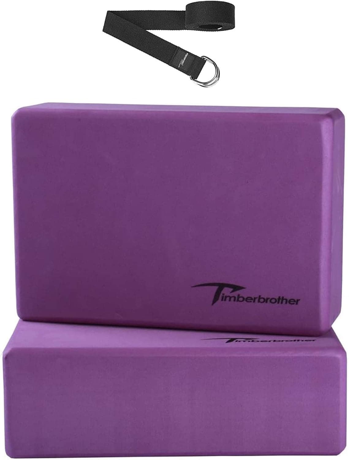 Timberbrother 2 Pack Yoga Blocks and 1 Yoga Strap with Yoga Workout Poster 16.5”x 22.4” - Choose Your Color & Size