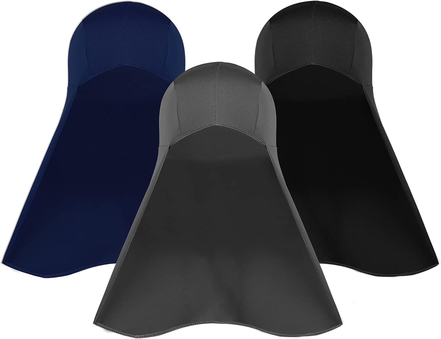 3 Pcs Cooling Skull Cap Hard Hat Sun Shade Elastic Sun Shade Hat Neck Shield(Navy,Dark Grey,Black)