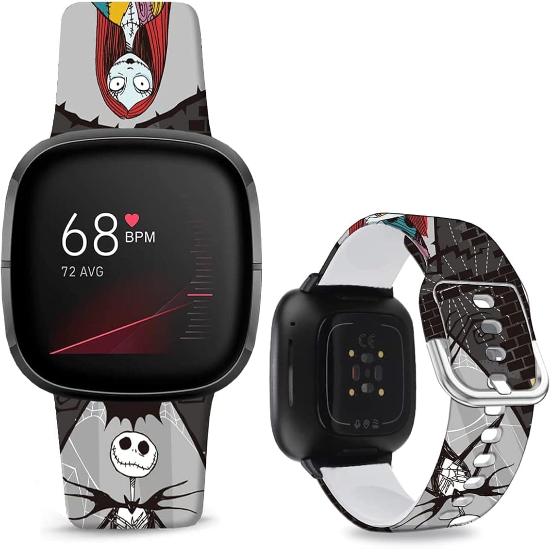 Sjiangqiao Compatible with Fitbit Sense/Sense 2/Versa 3/Versa 4 Bands Stitch Soft Silicone Chic Cute Cartoon Band Lovely Style Replacement Sports Strap for Sense Versa 3 Men Women