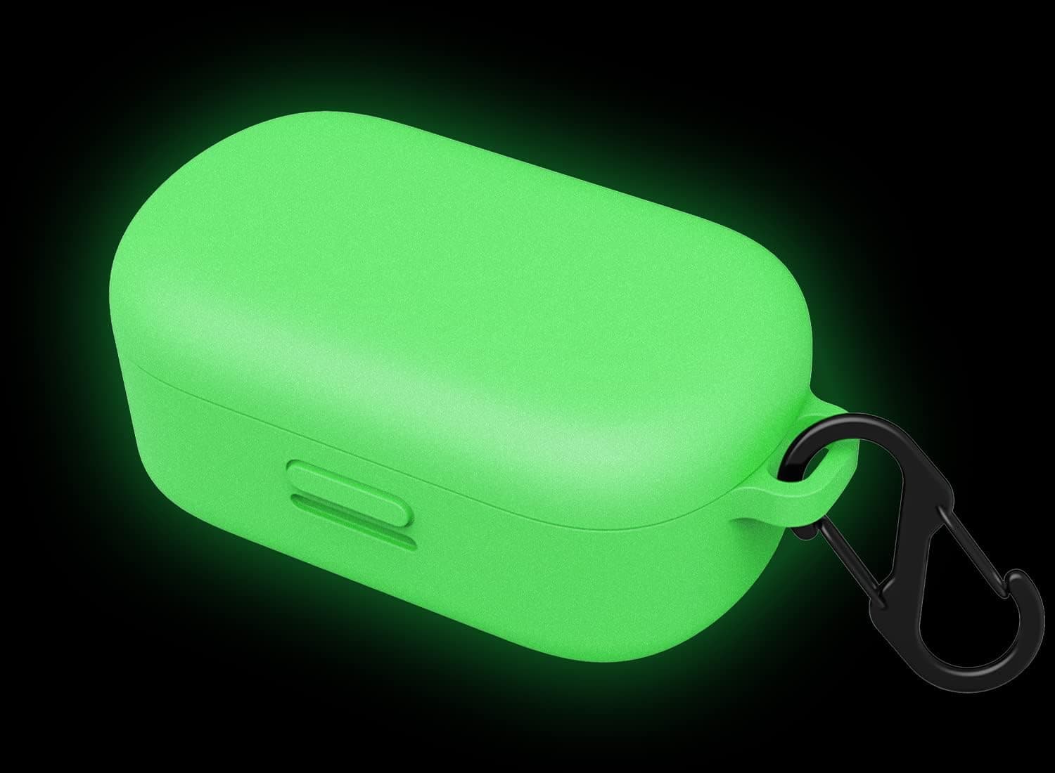 Geiomoo Silicone Case Compatible with Bose QuietComfort Earbuds, Protective Cover with Carabiner (Luminous Green)