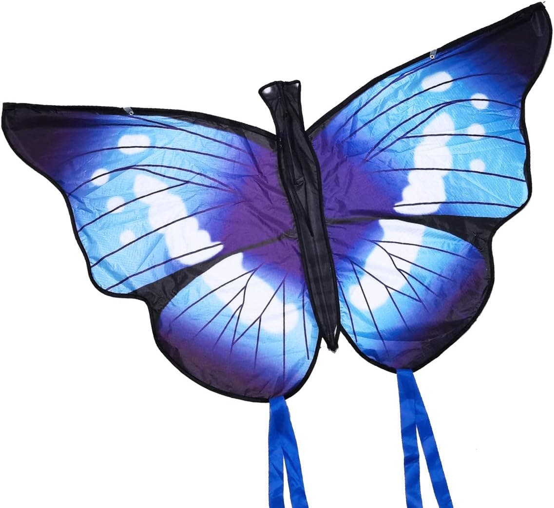 Kaidenic 55inch Butterfly Kite with Flying Lines Easy to Fly for Kids and Adults (Blue)