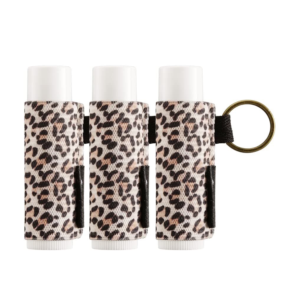 WK IEASON - Lip Balm Holder Keychain Clip On Lipstick Sleeve Chapstick Sleeve Holder Keychain (Leox3)