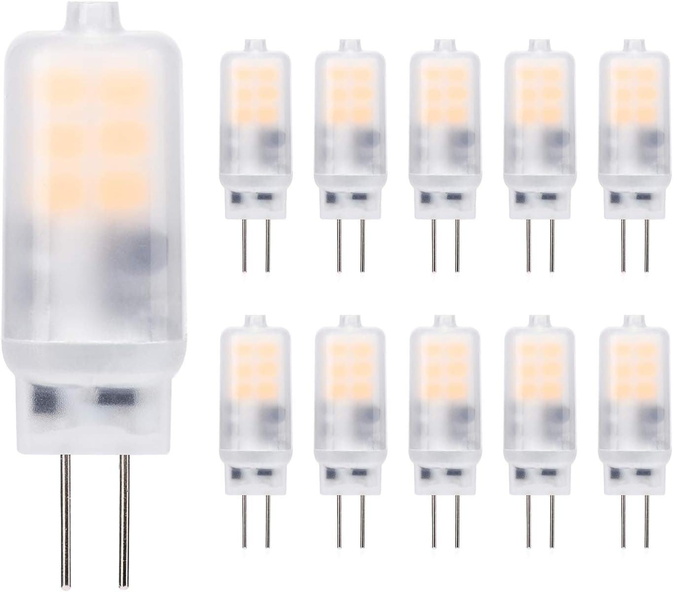YUIIP G4 LED Light Bulb 2W AC/DC 12V Warm White 2700K G4 Bi-Pin Base Lamp 10W 15W 20W Halogen Bulbs Equivalent for Landscape Chandelier Under Cabinet Lighting, Non-dimmable, No Flicker, Pack of 10