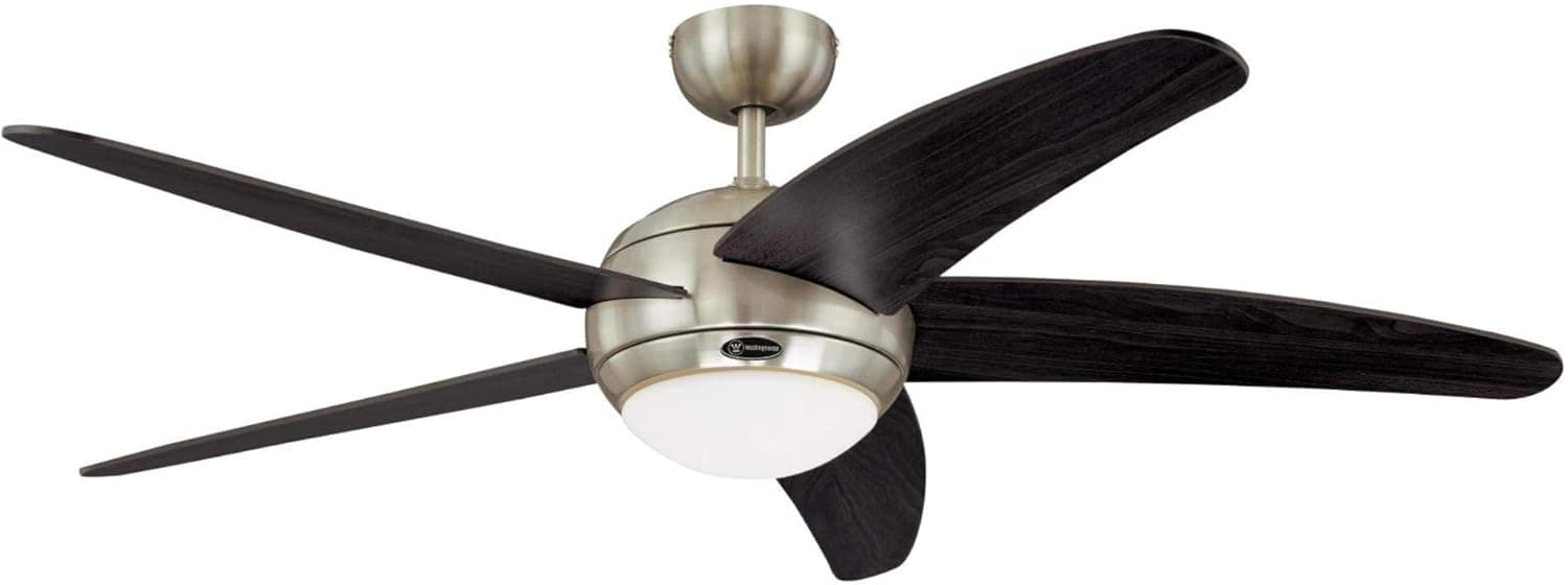 Westinghouse Lighting 7223800 Bendan Indoor Ceiling Fan with Light and Remote, 52 Inch, Satin Chrome