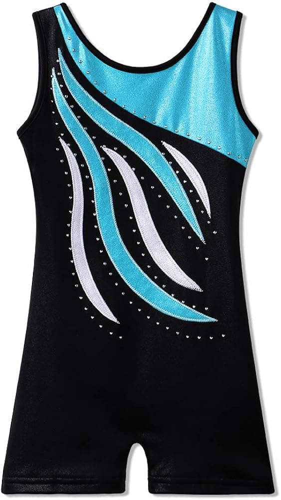 BAOHULU Leotard for Toddler Girls Gymnastics Shorts Sparkle Embroidery Tank Biketards One Piece