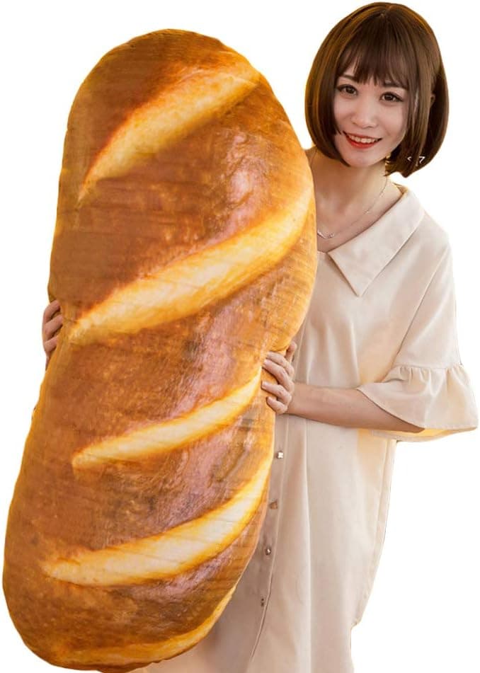 elfishgo 3D Simulation Bread Shape Pillow,Soft Butter Bread Food Plush Cushion Stuffed Toy for Home Decor 31.5"