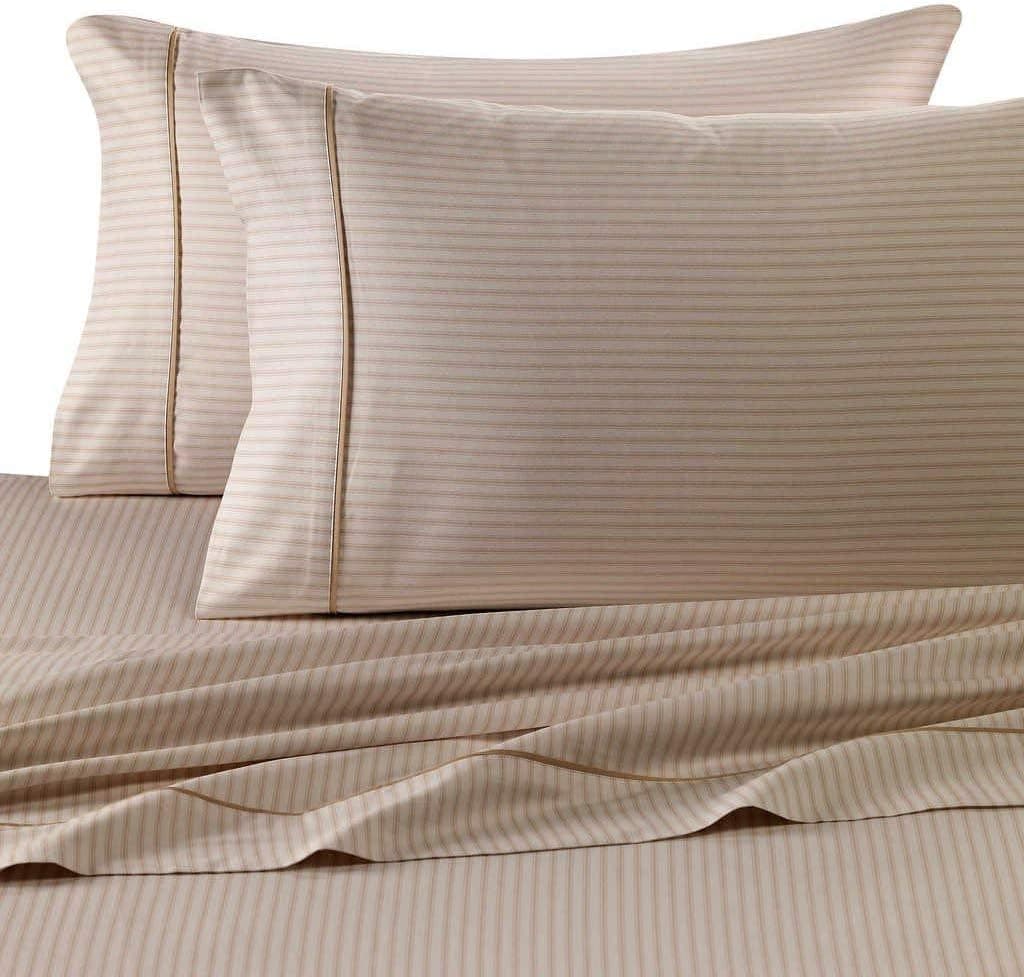 Rajlinen Full Size Sheet SET-100% Cotton- 400 Thread Count- 15" Pocket Drop Dot Printed Taupe in -