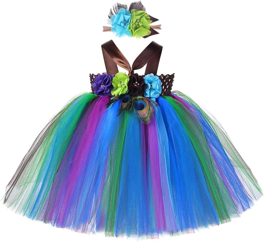 TanzenDan Baby Girl Tutu Dress Handmade Flower Fluffy Costume Toddler Birthday Party Outfits with Headband…