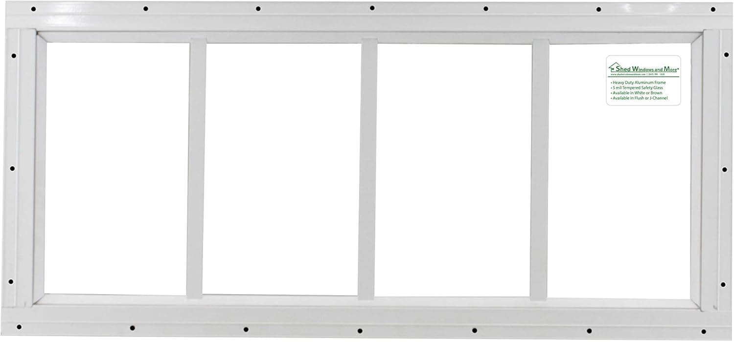 Shed Transom Window 10" X 24" White Flush