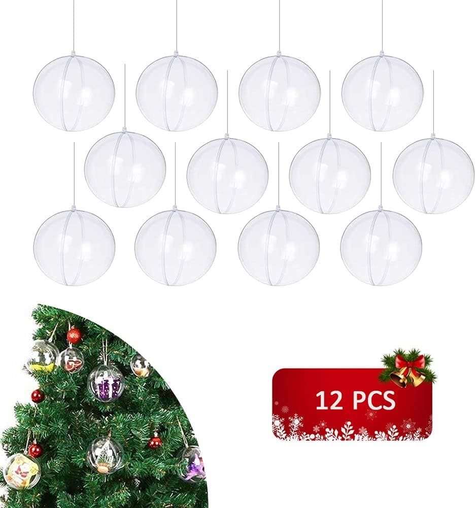 Pelika 12PCS 70mm/2.76 Inch Clear Plastic Acrylic Fillable Ornaments Balls, Ball Ornament Pedant Decoration for Wedding, Birthday, Party & Home Decor