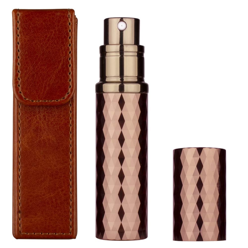 Louischanzl Perfume Bottles Refillable Empty Glass Atomizers Portable Travel Size Mini Leaking Proof Spray Perfume Container for Women & Men,Send perfume bottle holster,5ml(ZS) (Rose Gold)