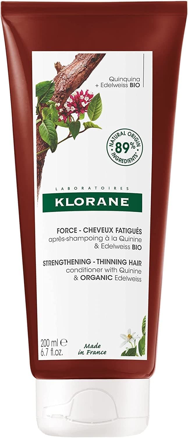 Klorane Strengthening Conditioner with Quinine and Edelweiss for Thinning Hair, Supports Thicker, Stronger, Healthier Hair, For Men and Women, Paraben, Silicone and Sulfate Free, 6.7 Fl Oz