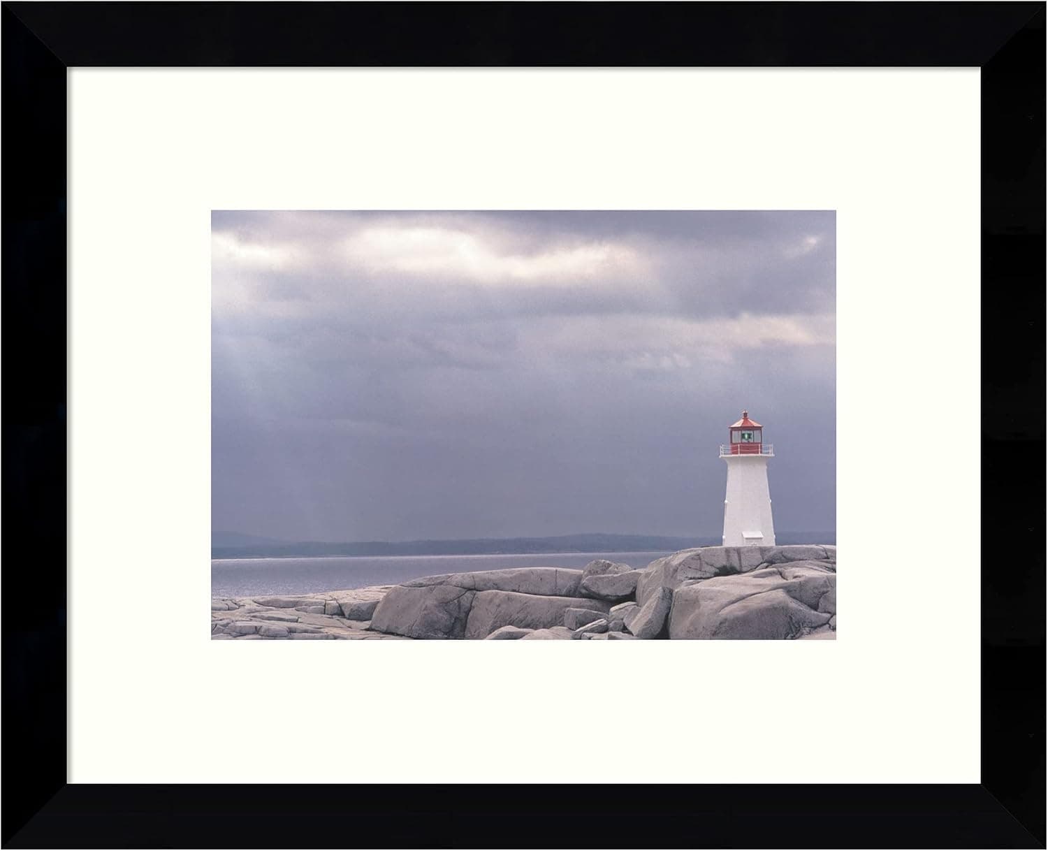 Amanti Art Wood Framed Wall Art Print Lighthouse, Nova Scotia by Art Wolfe (10.9 in. W x 8.9 in. H), Svelte Unique Black Framed Wall Decor - X-Small