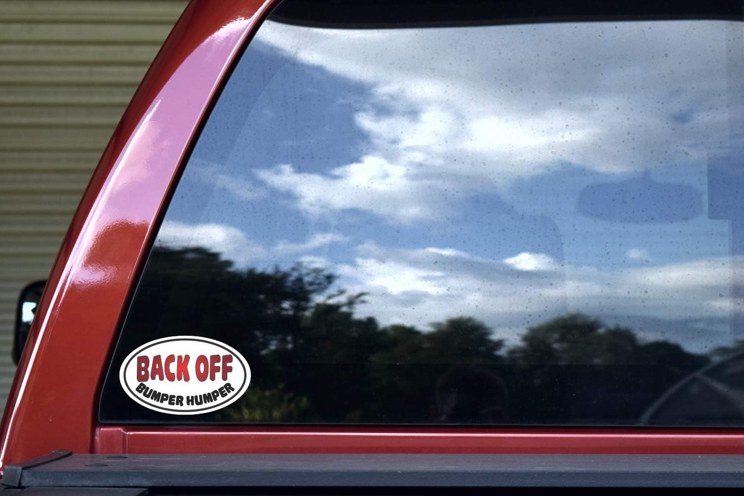 StickerTalk Oval Back Off Bumper Humper Vinyl Sticker, 5 inches by 3 inches