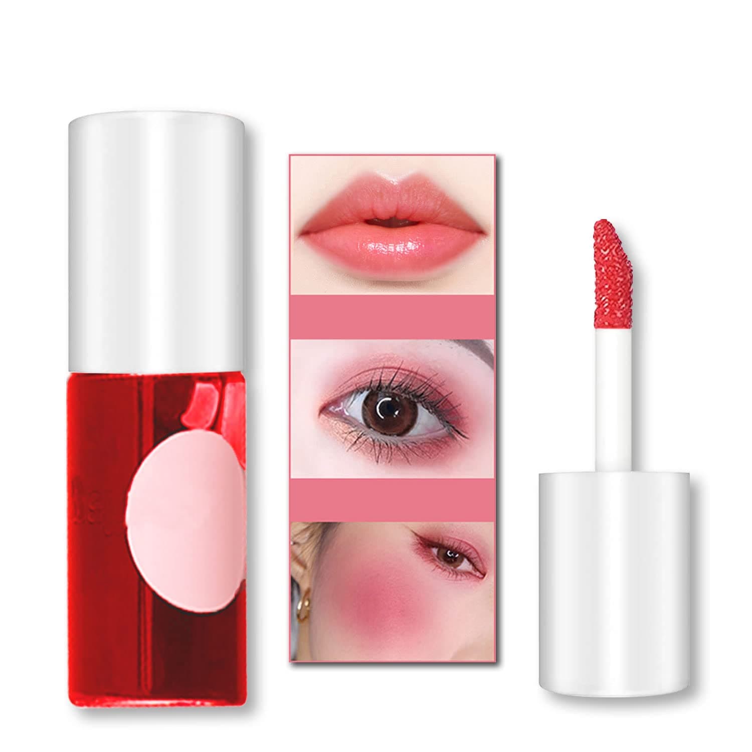 ZSSEMEI Lip Stain Tint Set, Mini Liquid Lipstick, Hydrating & Moisturizing Cheeks and Eyes, Waterproof, Long lasting, Easy Application, Shimmery, Natural Lip Gloss, Sexy Lip Color Makeup (1# APPLE)