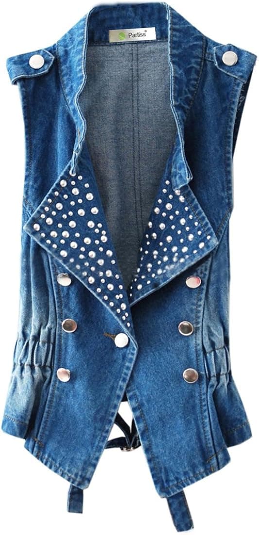 Fancy Dress Store Partiss Womens Cowboy Jeans Weekend Sleeveless Waistcoat Denim Suit Vest