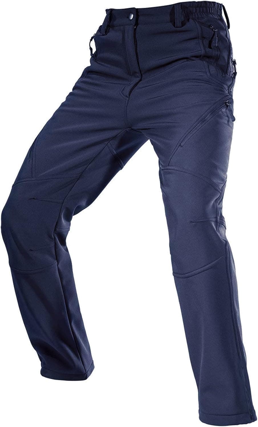 Free Soldier Men's Fleece Lined Outdoor Cargo Hiking Pants Water Repellent Softshell Snow Ski Pants with Zipper Pockets