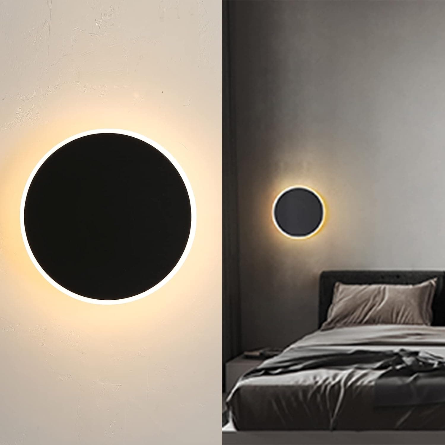 BANMEI Led Modern Wall Sconce, Black Metal Acrylic Non dimmable Wall Lights, Unique Style 10W Indoor Wall Lamp,Touch Sensitive Light,3000K Warm White Sconces Wall Lighting for Bedroom 7.8in