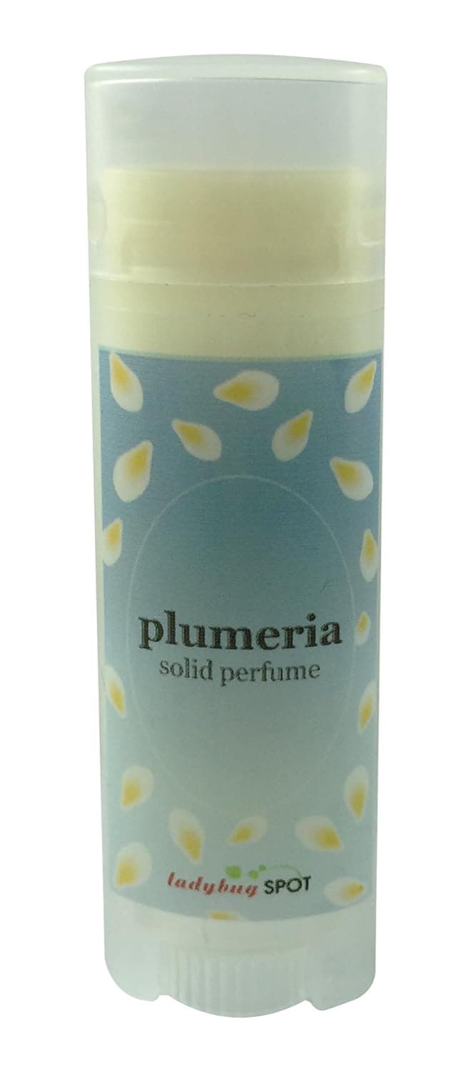 Ladybug Spot Handmade Natural Solid Perfume Roll Up Tube Travel Size - Plumeria Flower Scent 0.15 oz