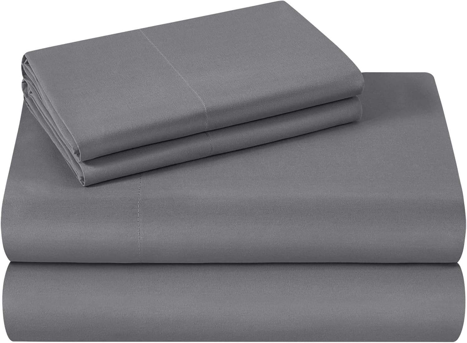 HOMEIDEAS Queen Size Bed Sheets - 4 Piece Set (Gray) - Extra Soft Brushed Microfiber 1800 Bedding Sheets, Deep Pocket, Wrinkle & Fade Free