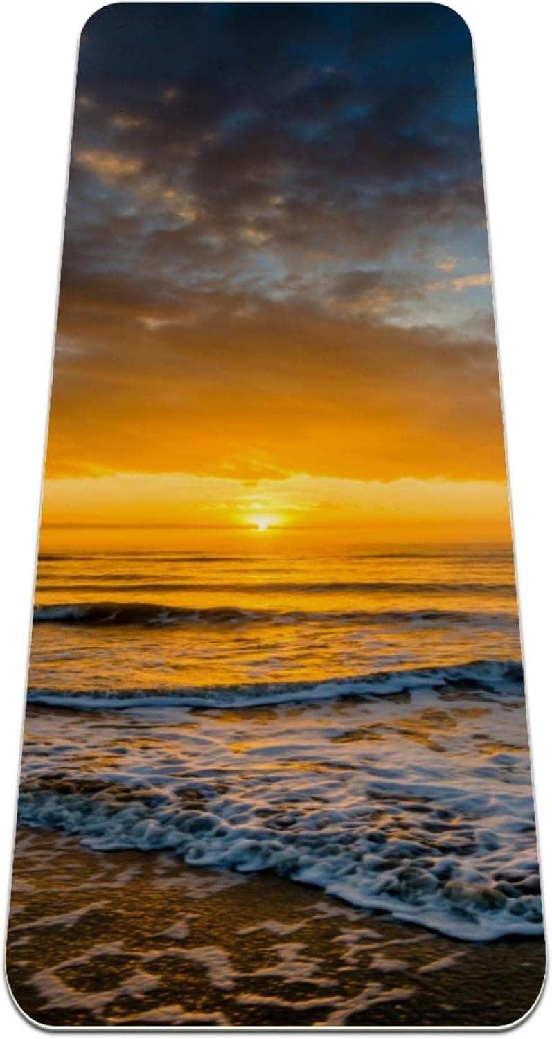 6mm Extra Thick Yoga Mat, Atlantic Ocean Print Eco-Friendly TPE Exercise Mats Pilates Mat with for Yoga, Workout, Core Fitness and Floor Exercises, Men & Women
