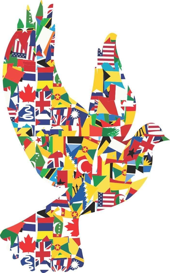 StickerTalk International Peace Vinyl Sticker, 3 inches by 5 inches