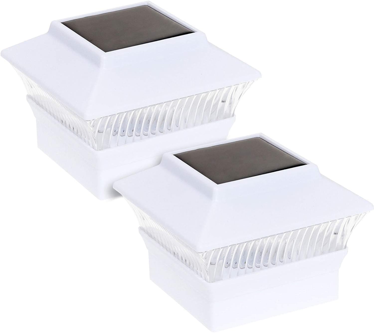 Reusable Revolution Solar Powered LED Post Cap Light for 4 x 4 PVC Posts (White, 2 Pack)