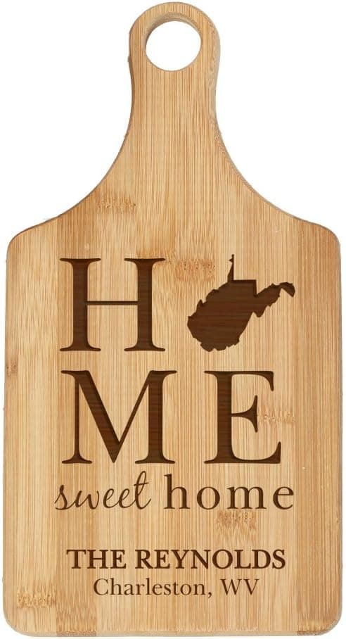 Personalized State Pride Bamboo Cutting Board - West Virginia, 7" W x 13.5" L, Engraved