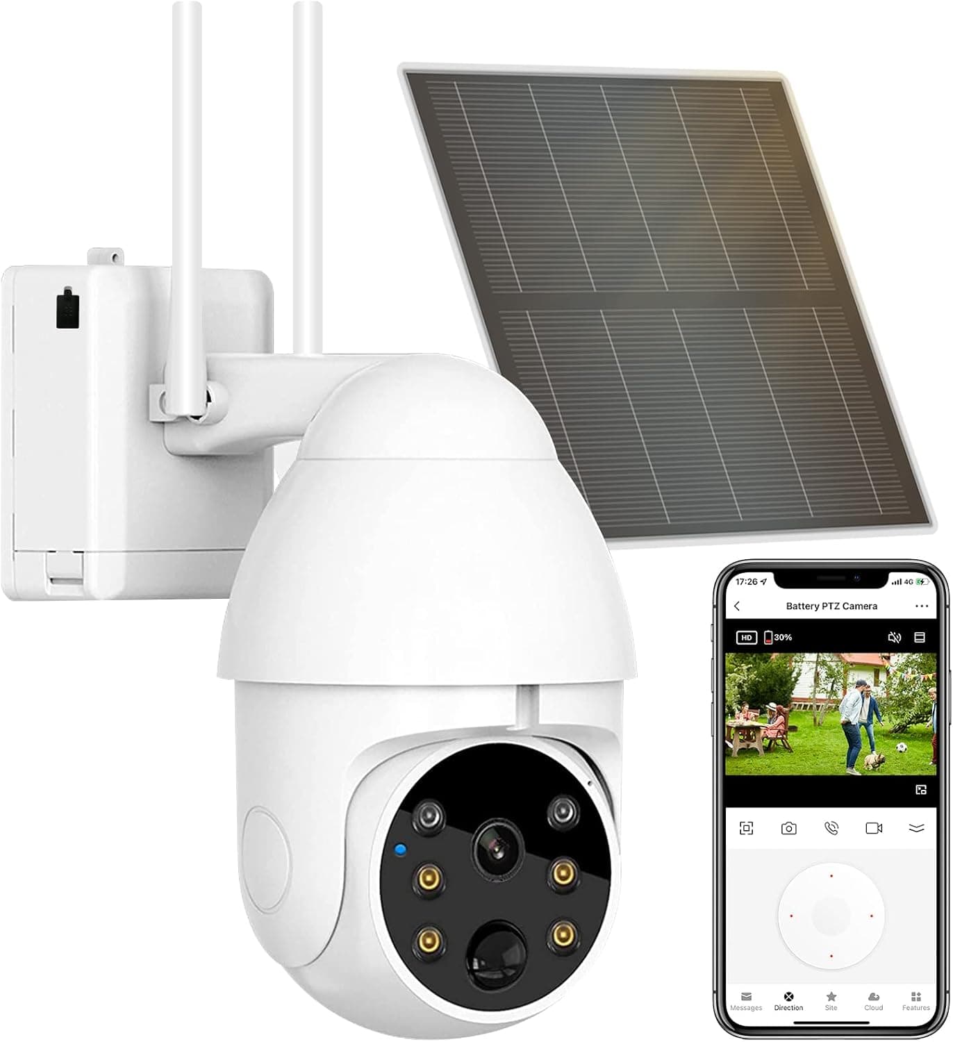 Outdoor Security Camera Wireless Battery - Solar Rechargeable Wireless WiFi Camera for Home Security with 1080P HD Color Night Vision Motion Detection 2 Way Audio Pan Tile Waterproof Security Camera