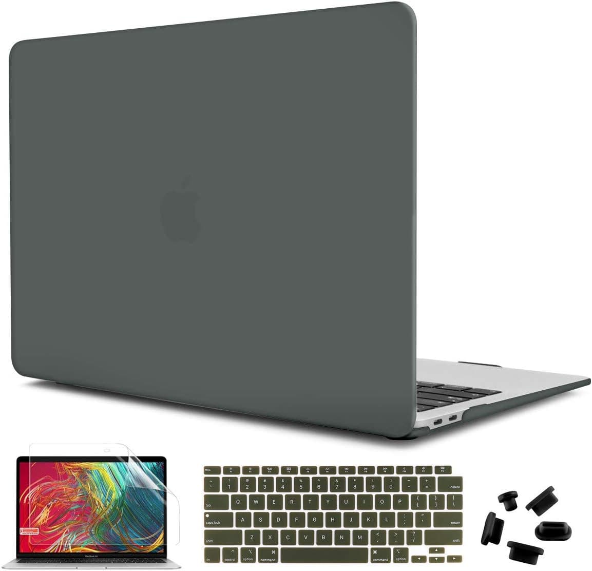 CiSoo Night Green Case for MacBook Air 2020 Case with Retina Display and Touch ID, Plastic Hard Shell with Keyboard Cover&Screen Protector for 2020 Air 13" A2179 A2337 M1 Model, Midnight Green