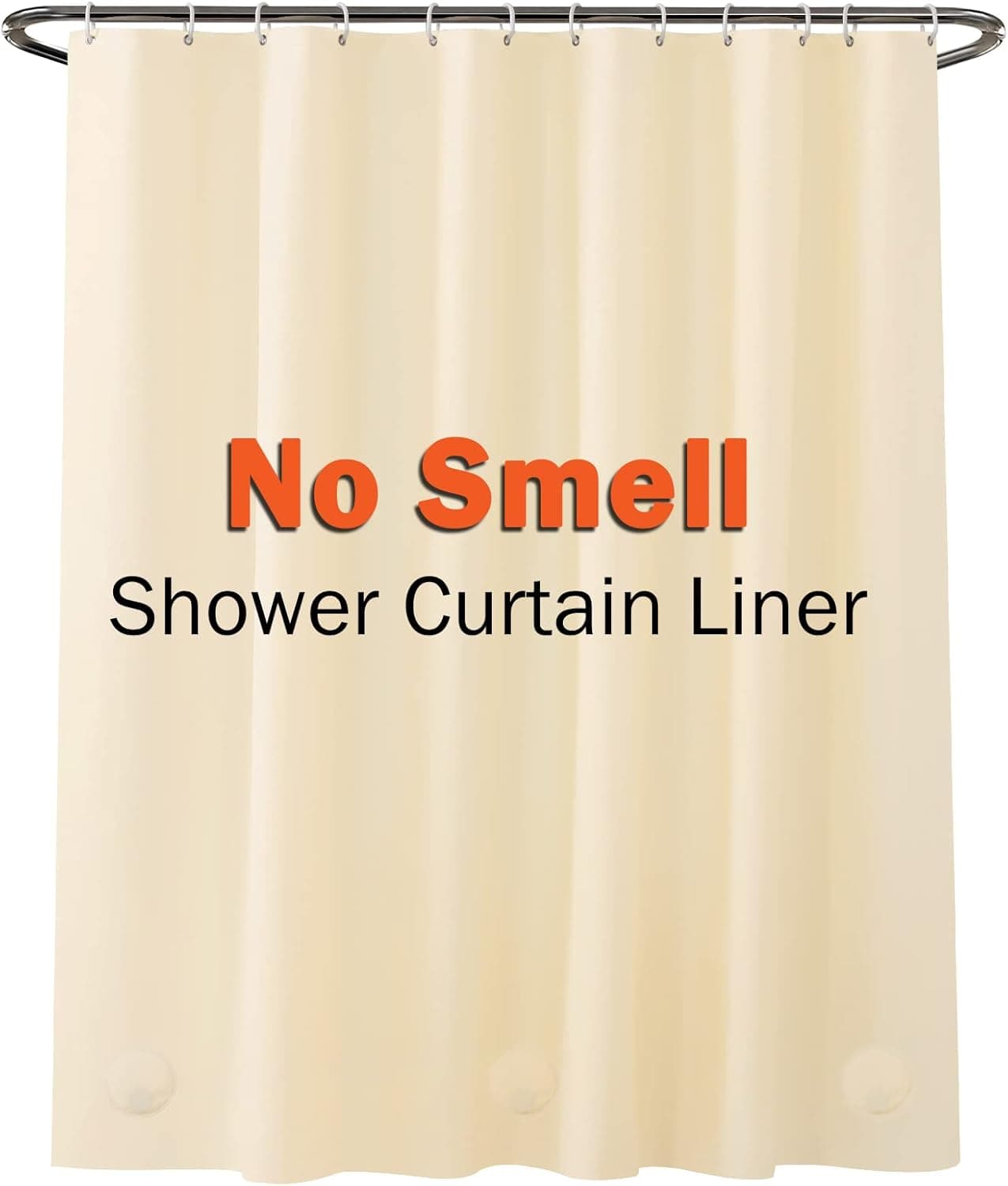 Arcedo Shower Curtain Liner, 72” x 72” Waterproof Plastic Shower Liner with Magnets, PEVA Shower Curtain for Bathroom and Stall with 12 Rustproof Grommet Holes, Plastic Shower Hooks Included, Beige