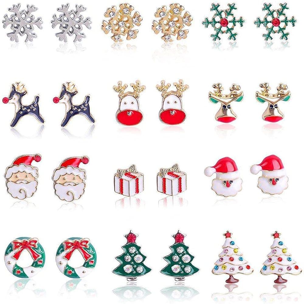 Ausugar Chrismtas Rectangle Geometric Dangle Earrings, Fashion Statement Drop Earrings for Women Girl Cute Christmas Xmas Party Gifts