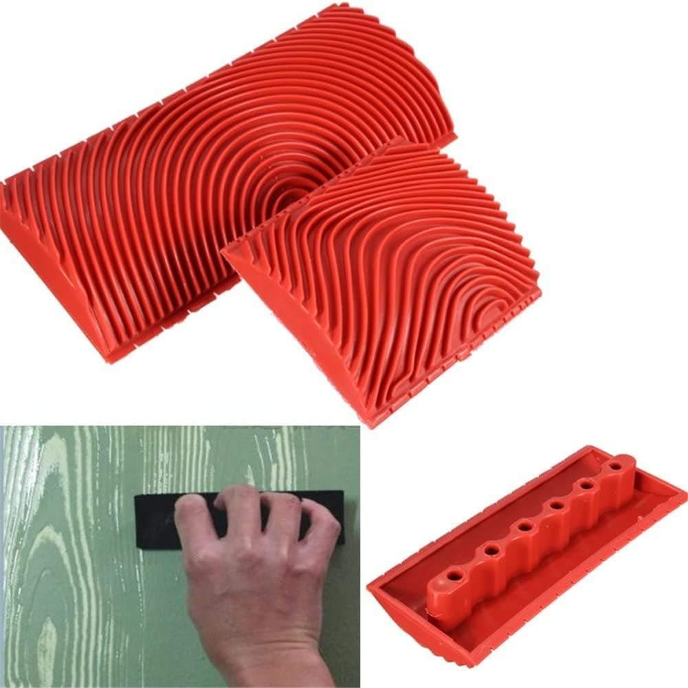 SKEMIX 2 PCS Rubber Empaistic Wood Grain Household Wall Art Paint Silicone Rubber Wood Graining DIY Tool Set