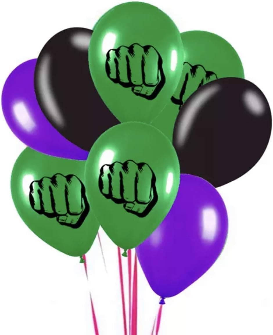 The Incredible Hulk Theme Emblem Party Latex 8 Piece Balloon Set 12 Inch