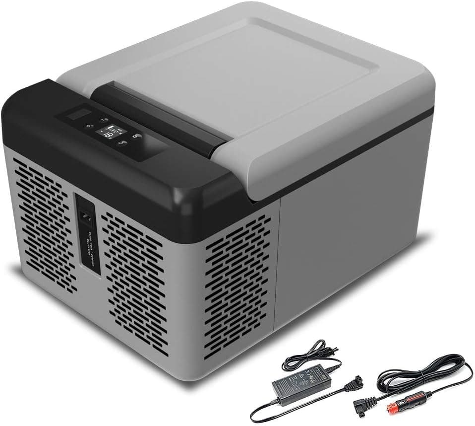 Portable Refrigerator Cooler with Freezer for Vehicles, RV, Boat, Trucker AC/DC for Travel, Fishing, Outdoors & Camping (9 Liter)