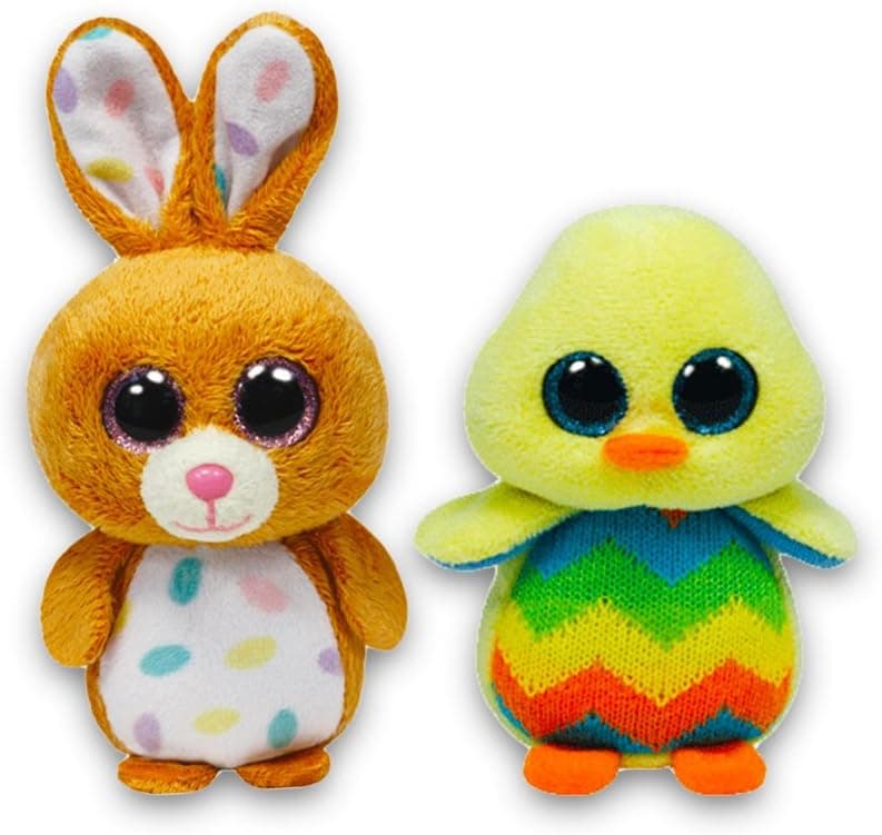 Ty Easter Basket Beanies Collection -- Set of 2 Classic Easter Plush Toys (Tweet the Chick, Carrots the Bunny)
