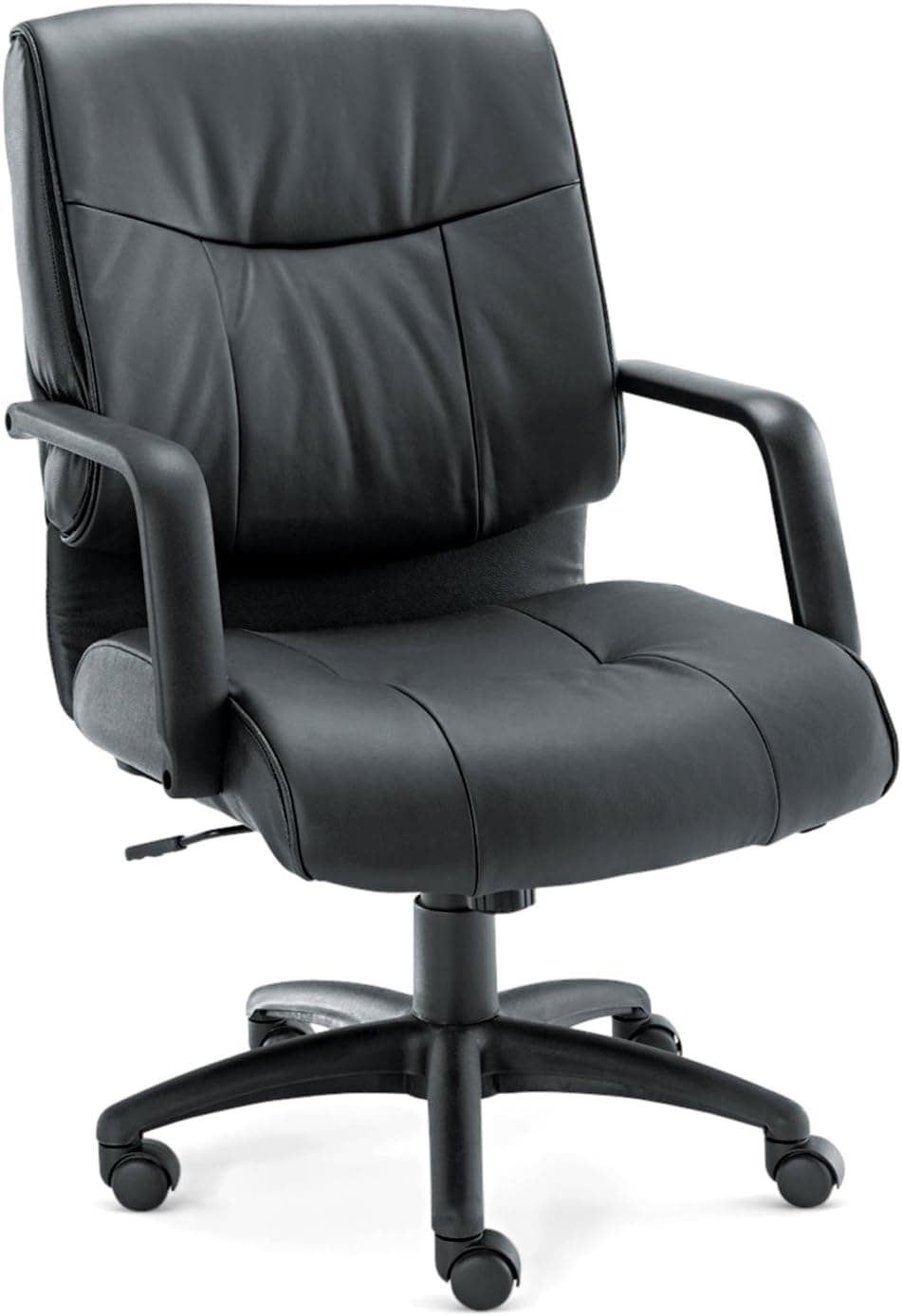 Alera Stratus Series Leather Mid-Back Swivel/Tilt Chair, Black