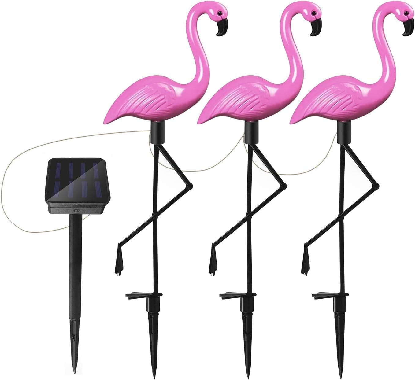 3 in 1 Flamingo Solar Garden Light, Waterproof Lawn Led Stake Light Outdoor, Pink Flamingo Solar Powered Pathway Landscape Lamp for Halloween Christmas Party Festival Decorative