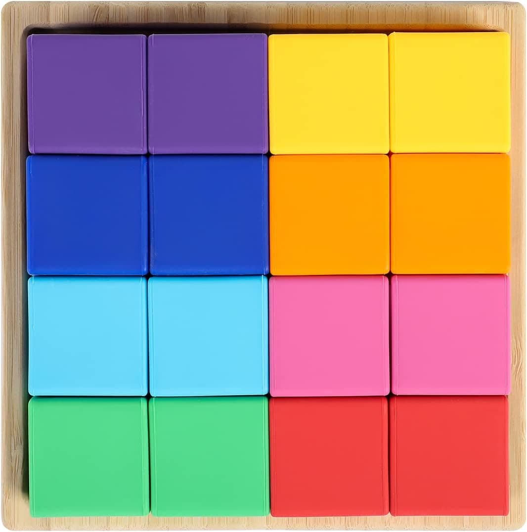 BLUE GINKGO Silicone Rainbow Blocks - Giftable Soft Blocks for Kids | BPA Free Silicone Blocks | Montessori Blocks, Silicone Rainbow Stacking Toy with Sorting Tray (16 PC - Vibrant)