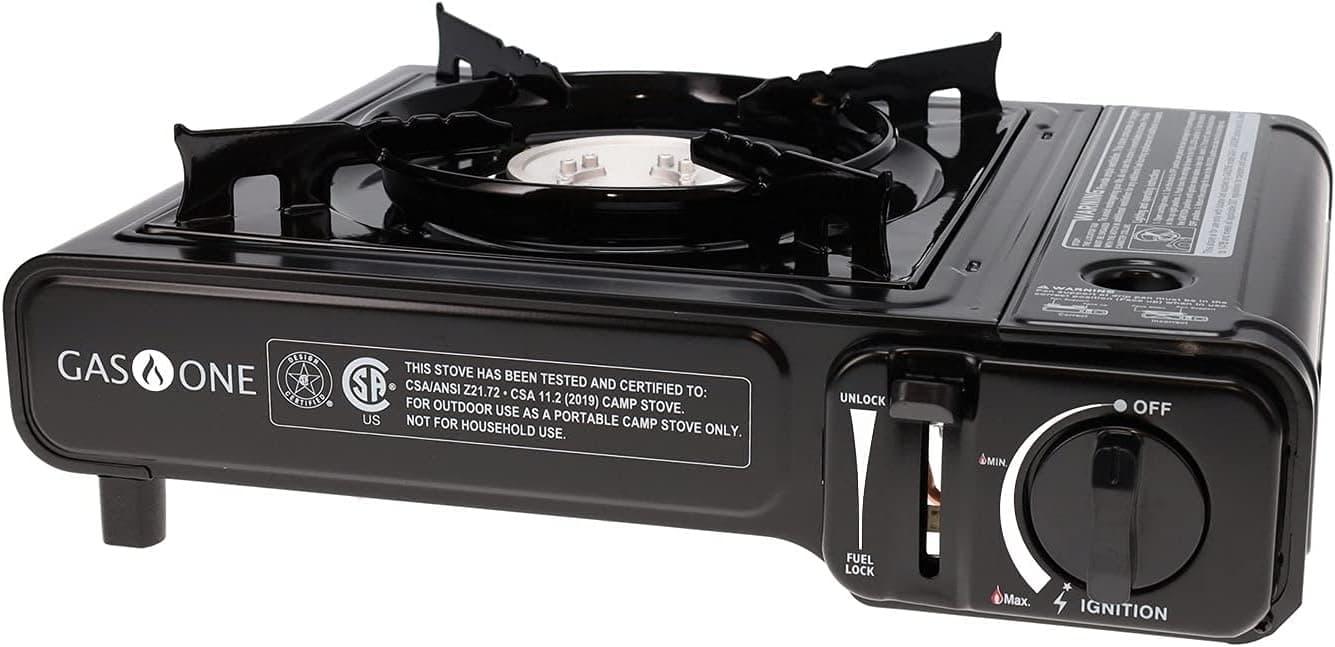 Gas ONE GS-1000 7,650 BTU Portable Butane Gas Stove Automatic Ignition with Carrying Case, CSA Listed