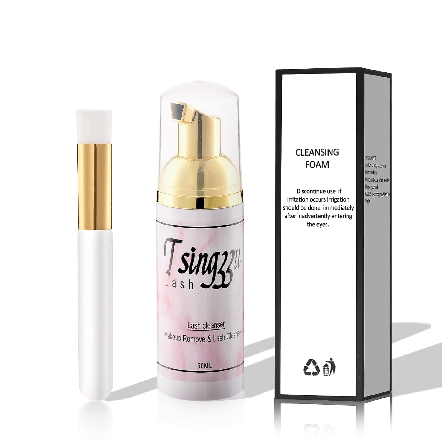Tsingzzu 50ml Lash Shampoo For Lash Extensions, Eyebrow Cleanser,With Lash Shampoo Brush Tea Tree Oil Lash Shampoo, Eyelash Cleanser, Eyelash Extension Remover