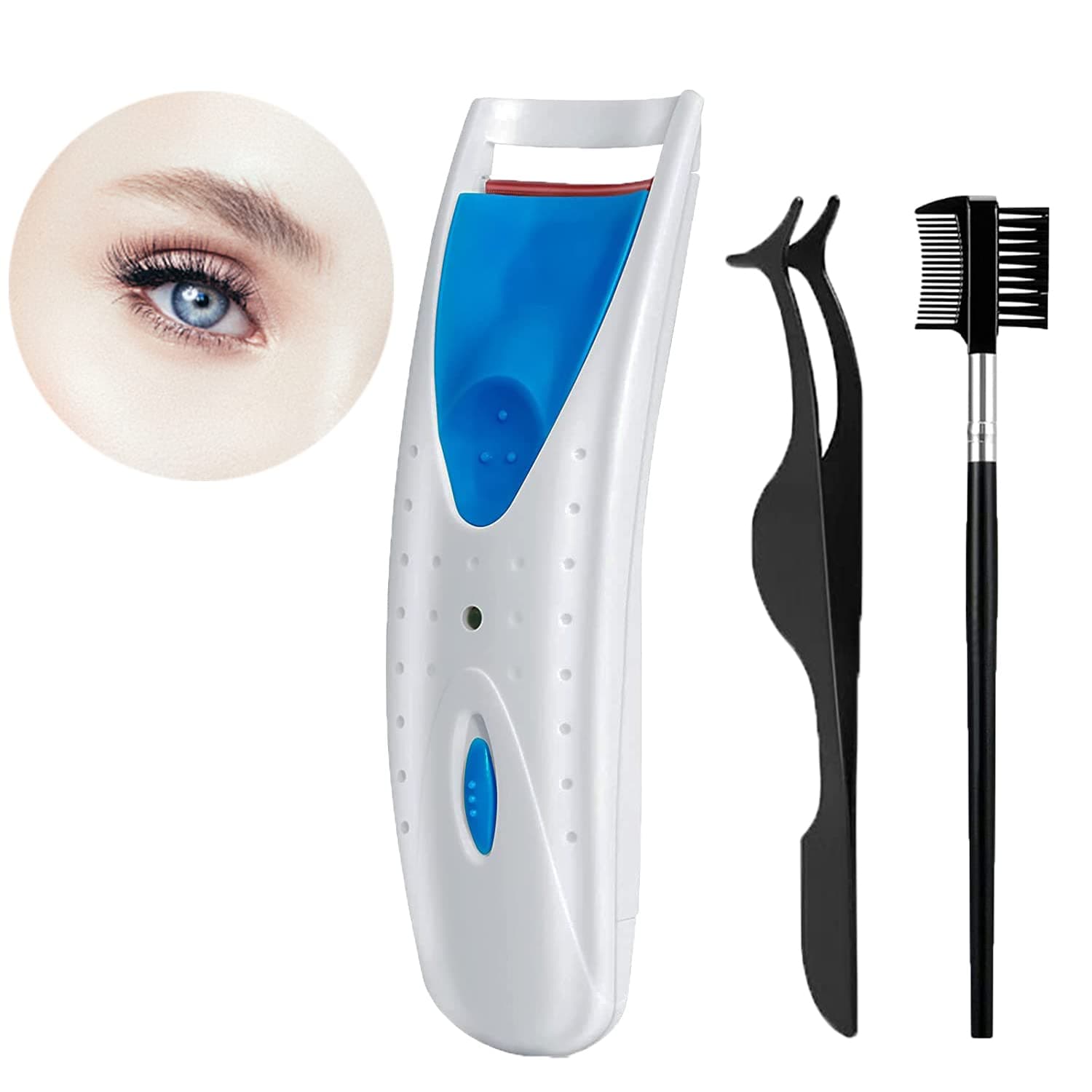 Heated Eyelash Curler with Safe Smart Silicone Heating Pads, Electric Lash Curler Fast Heating Up fit for Women Long Lasting Naturally Eyelashes
