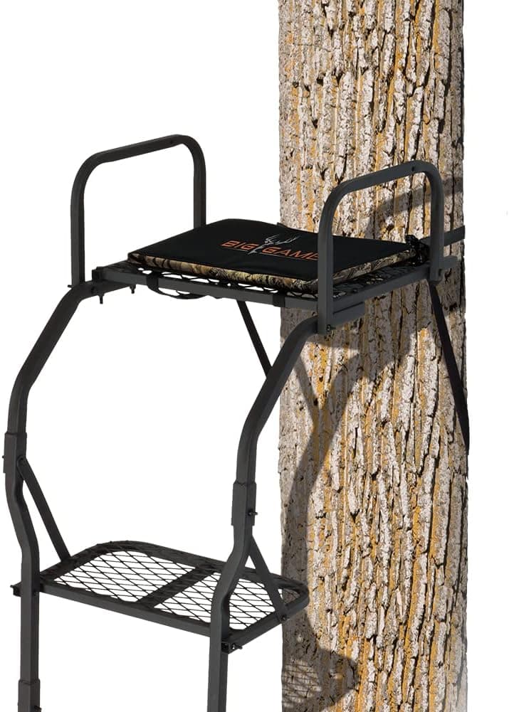 BIG GAME Warrior Pro Ladder Whitetail Deer Elk Mule Above Hunting Outdoors Flex-Tek Seat 16' Tall 1-Person Tree Stand