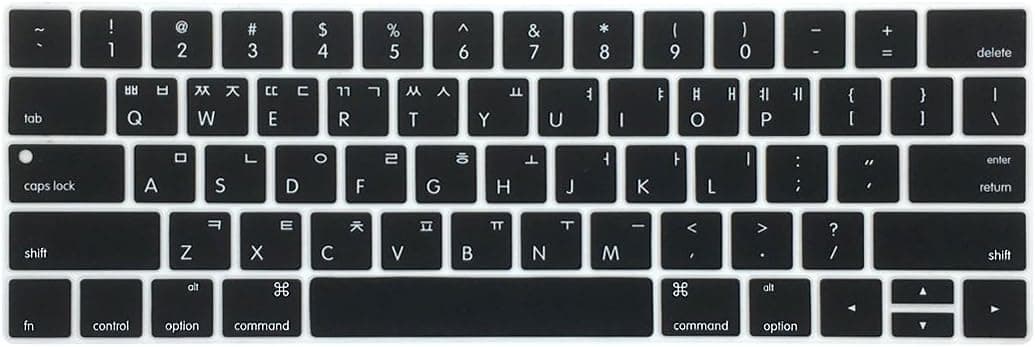 WYGCH Korean Language Keyboard Protector Cover for MacBook Pro 13-Inch 15-Inch 2019 2018 2017&2016 Release with Touch Bar&Touch ID Model:A2159 A1989 A1706/A1990 A1707,USA Version(Black)