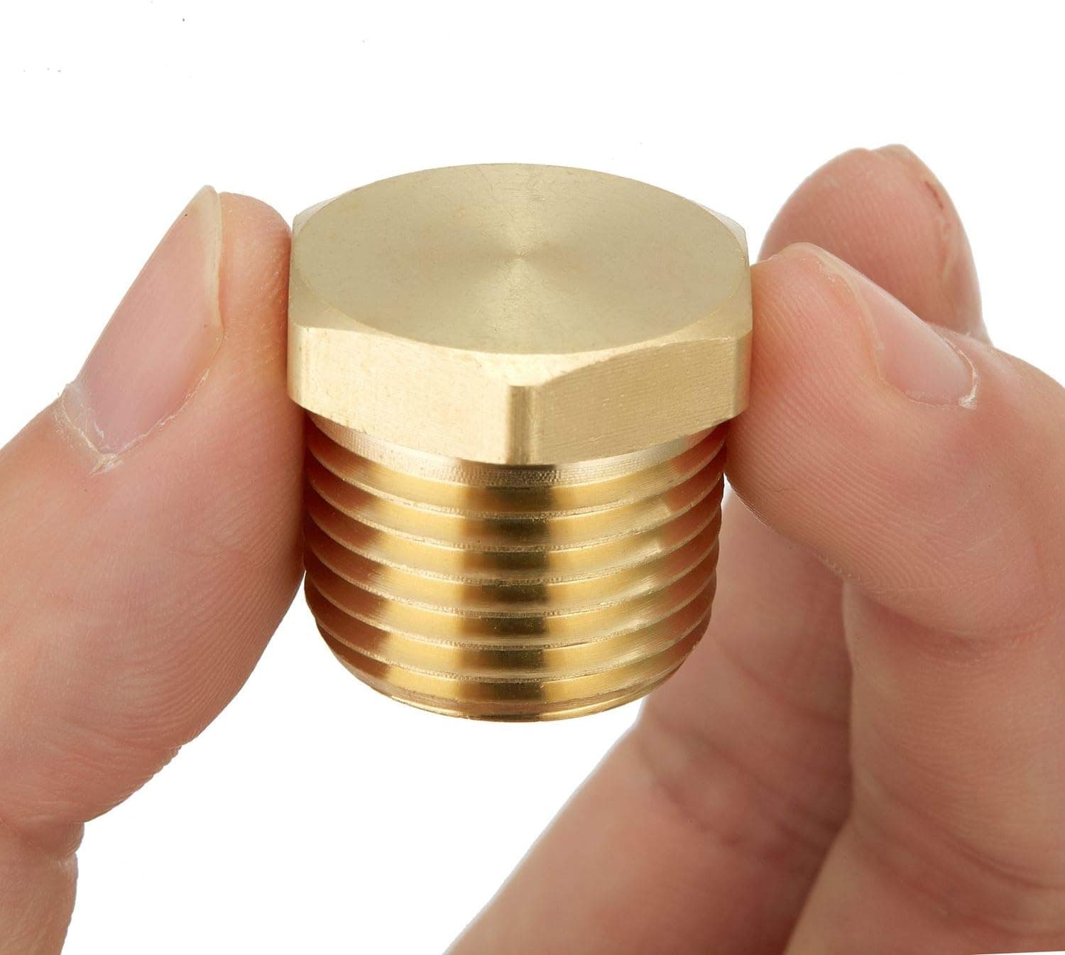 Litorange 4 PCS Heavy Duty Brass Pipe Fitting 1/2" NPT Male Pipe Hex Head Plug for Fuel/AIR/Water/Oil/Gas WOG