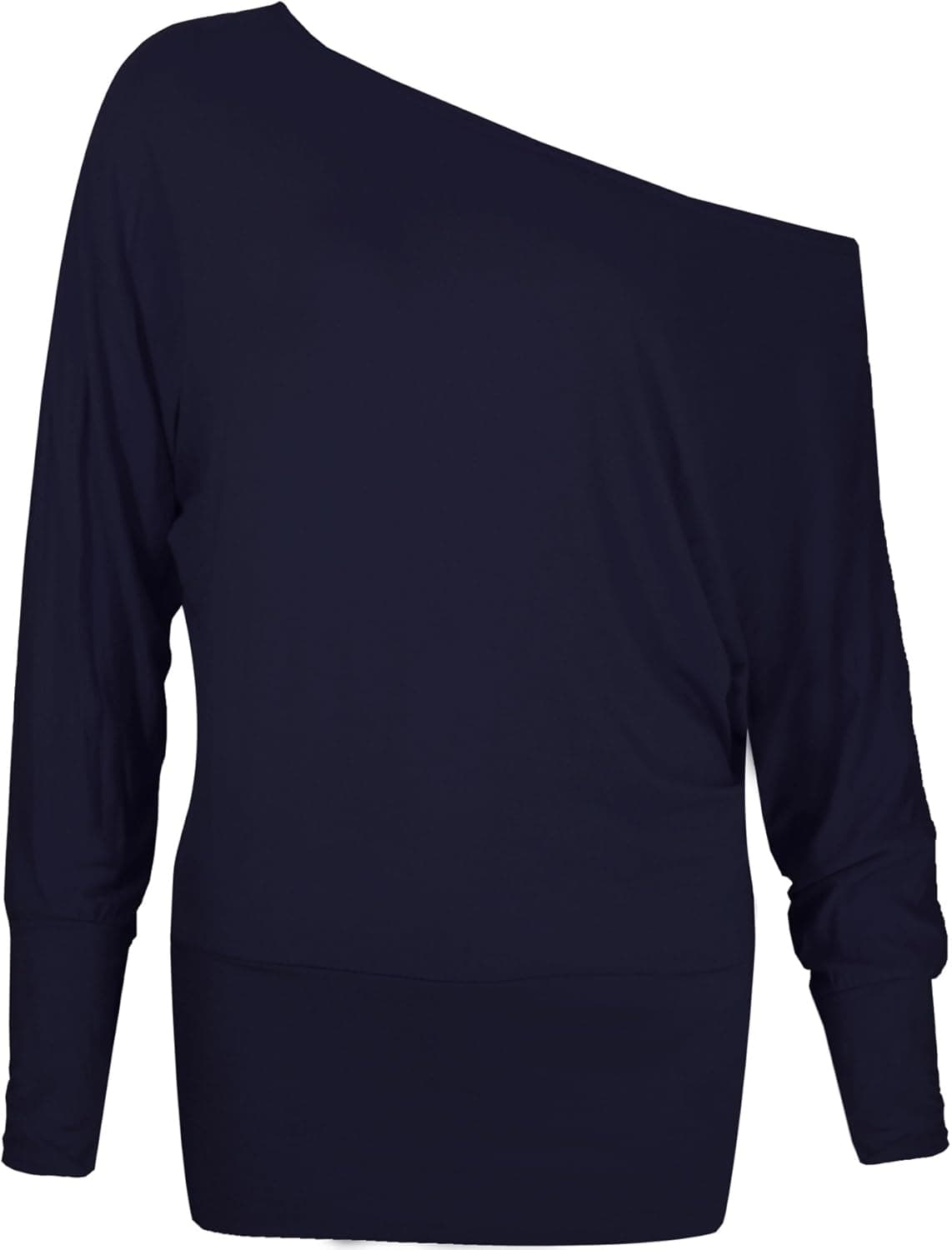 Fashion Wardrobe Womens One Off Shoulder Top Batwing Slant Neck Tops