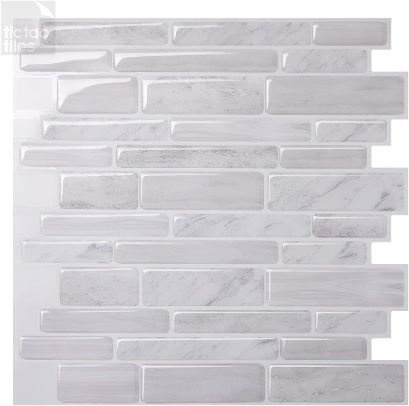 Tic Tac Tiles 12"x 12" Peel and Stick Self Adhesive Removable Stick On Kitchen Backsplash Bathroom 3D Wall Sticker Wallpaper Tiles in Polito Design (5, Polito Marble)